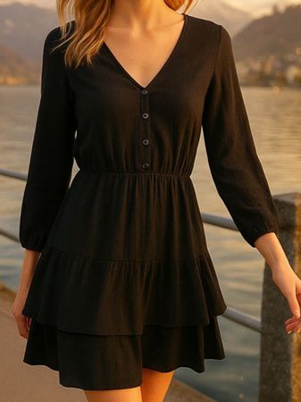 Kleid Gr. 40 M Schwarz basic dress kr 803 Party Sommer