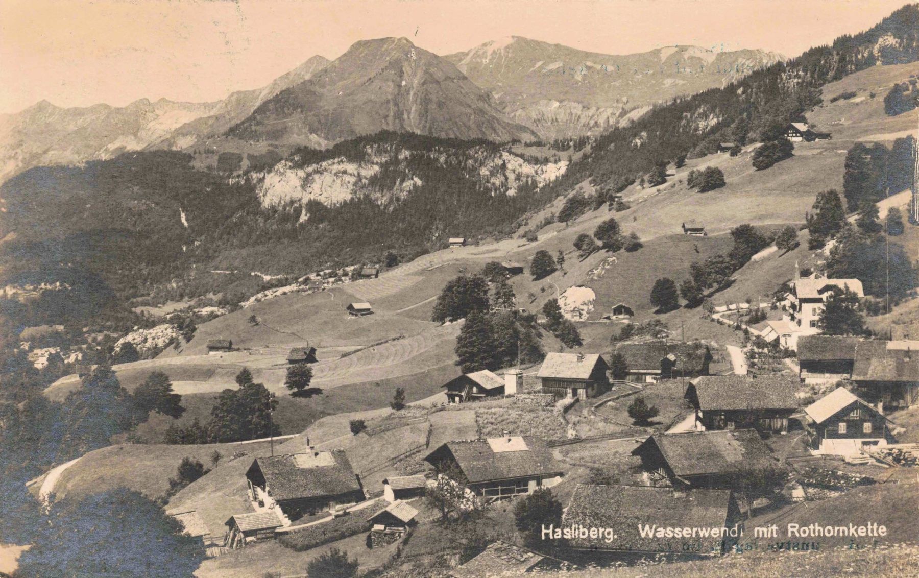 Cartoline postali: Hasliberg wasserwendi mit rothomkette – Usato da Biasca venduto da Blenio71
