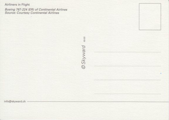 Cartoline postali: Boeing 767, Continental Airlines – Usato da Zuerich venduto da OceanLinerPostcards 1