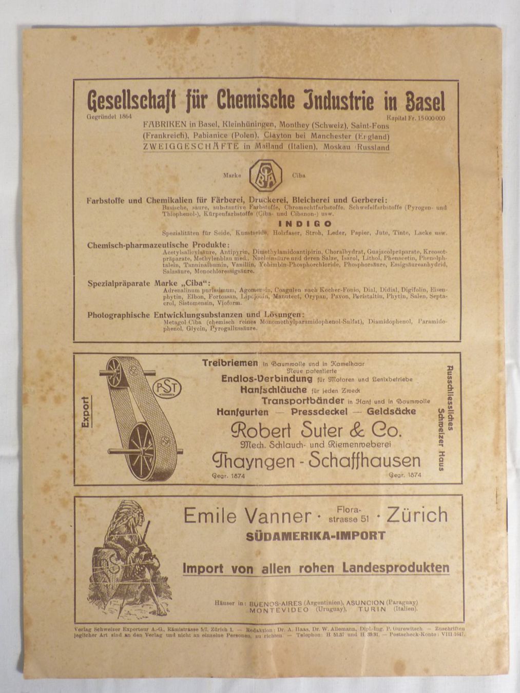 Riviste & Magazine: Schweizerische Wirtschafts Zeitung von 1920 – Usato da Zürich venduto da botschinski 1
