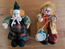 2 Clowns Habene Switzerland 80er, Porzellankopf, 20cm hoch