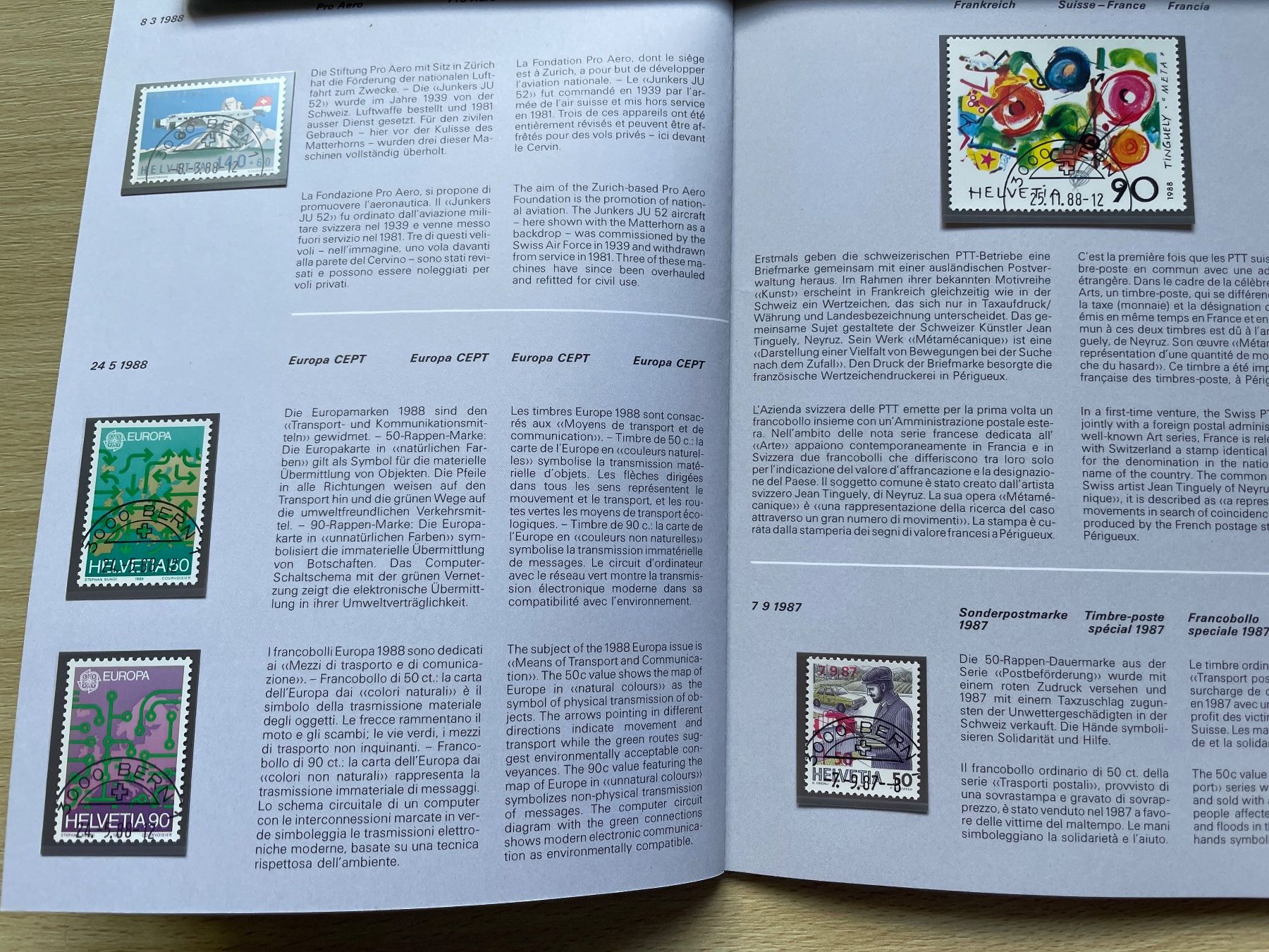 Tutti i francobolli: Carnet timb. 1988, prix poste 21.- SBK 58.- – Usato da Sonceboz-Sombeval venduto da Comment2 3