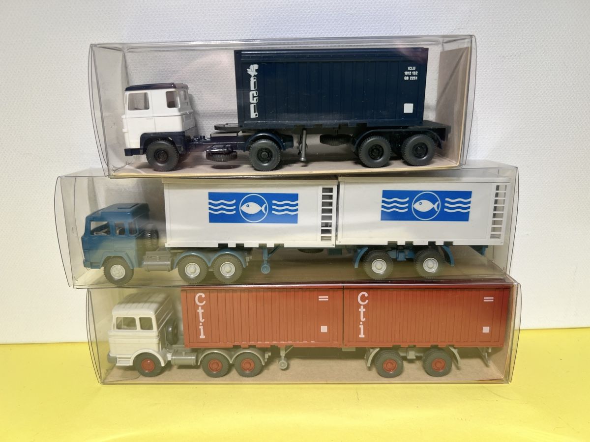Wiking Modellini d'auto: 3x Wiking Container LKWs in 1/87 – Usato da Weinfelden venduto da Kammerflimmern