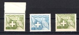🇨🇭Probedruck 1956 * 3 dummy stamps * blue and green *