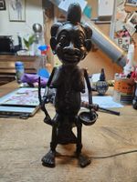 Antike Bronze/Messing Guss Figur Afrika Sitzend (S)