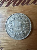 Schweizer 1 Franken Münze 1952 Silber in gutem Zustand