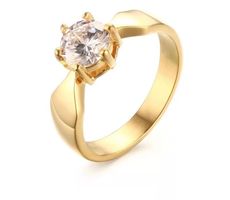 Woman ring gold with zircon from stainless steel