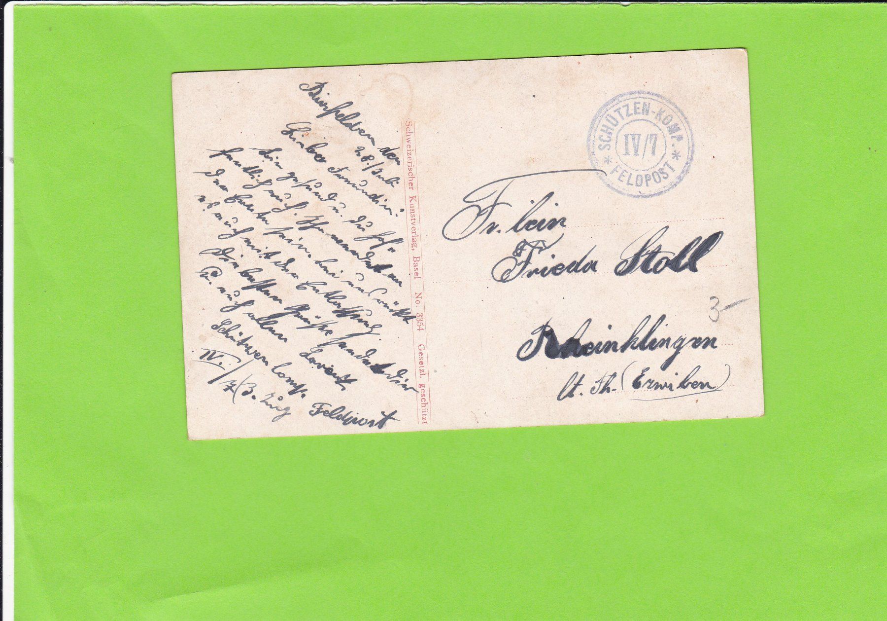 Cartoline postali: Basel. Strassburger Denkmal--Feldpost – Usato da St. Peterzell venduto da neckertal 1