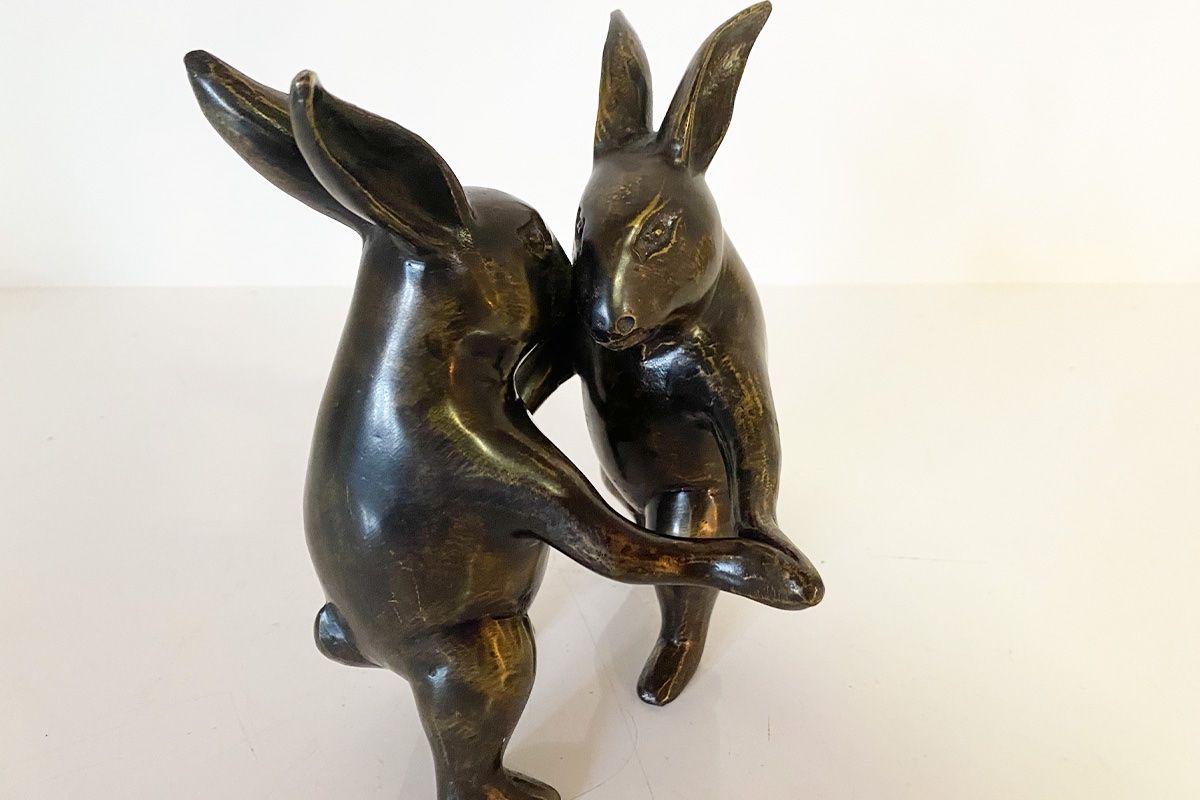 Statuette: Tanzendes Hasenpaar, Bronzefigur Unikat – Usato da Küssnacht am Rigi venduto da Brockenhaus-Rigi 4