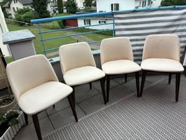 Esszimmerstühle 4er Set hellbeige dunkelbraune Beine
