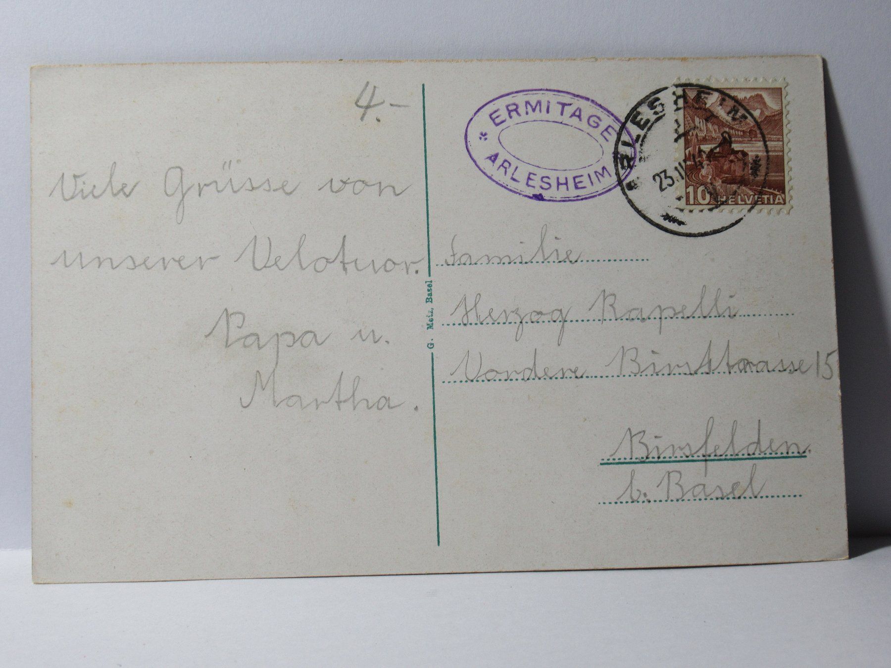 Cartoline postali: Schloss Birseck 1940 – Usato da Grenchen venduto da Bluemchen1900 1