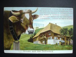 Präge-AK BAUERNHAUS & KUH Schweizerland