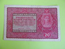 Banknote Polen 20 Marek 1919, Top Zustand