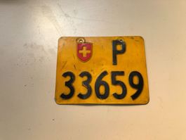 Nummernschild PTT Post Mofa ausrangiert P 33659