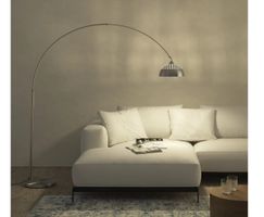 Bogenleuchte Arcus Nickel matt 70er Jahre Retro-Stil, besch