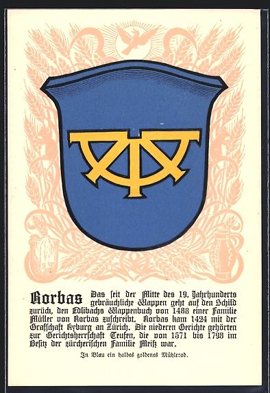 Cartoline postali: Rorbas, Wappen auf Ähren-Ornamenten, Si – Usato da Berlin venduto da bartko-reher