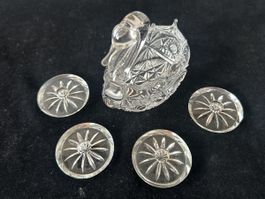 Schwan Kristallglas mit 4 Kerzenhalter aus Glas, Schale Deko