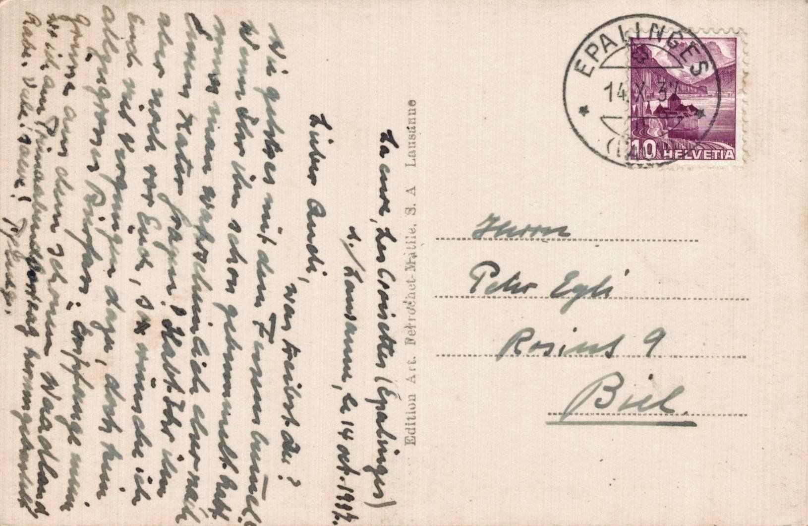 Cartoline postali: Originale alte Ansichtskarte von Epalinges, 1937, Top! – Usato da Luzern venduto da Kartenansicht 1