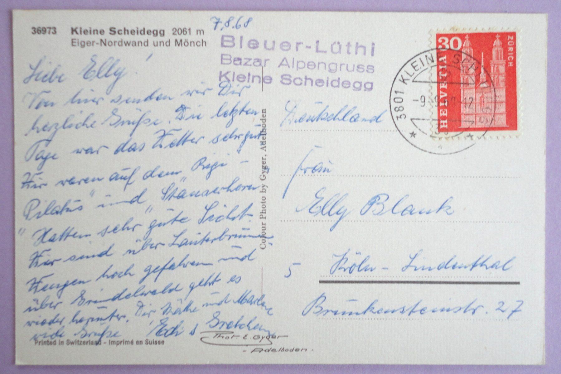 Cartoline postali: Kleine Scheidegg 2061 m – Usato da Fétigny venduto da Billy2miny 1