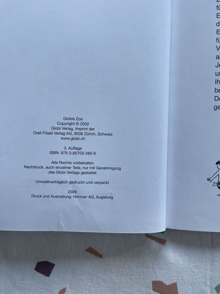Libri: Globis Zoo, Kinderbuch, unbemalt  – Usato da Hirzel venduto da carta9 1