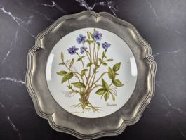Assiette vintage Bavaria Bareuther en porcelaine & étain 95%