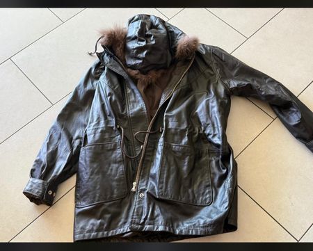 Damen Lederparka mit Pelz Grösse 38 braun guter Zustand