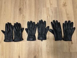 3 Paar Schwarze Leder Handschuhe 