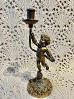 Antiker Messing Kerzenständer mit Angel Putto 1500 Gram (1)