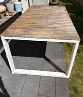 Gartentisch aus Holz mit Stahlgestell, 200 x 100 cm