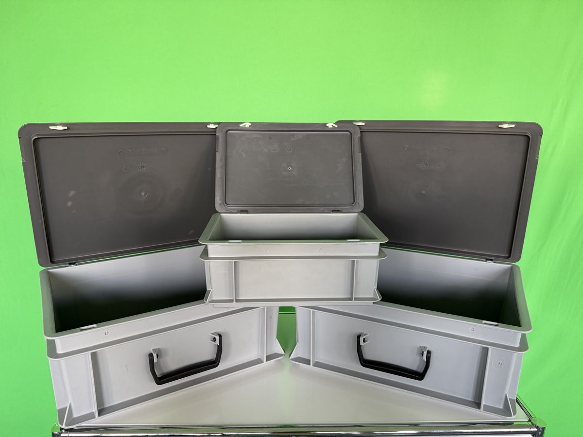 Transportkisten: 3 Stapelboxen grau mit Deckel gebraucht – Gebraucht aus Nänikon von MircoPellegrino 1