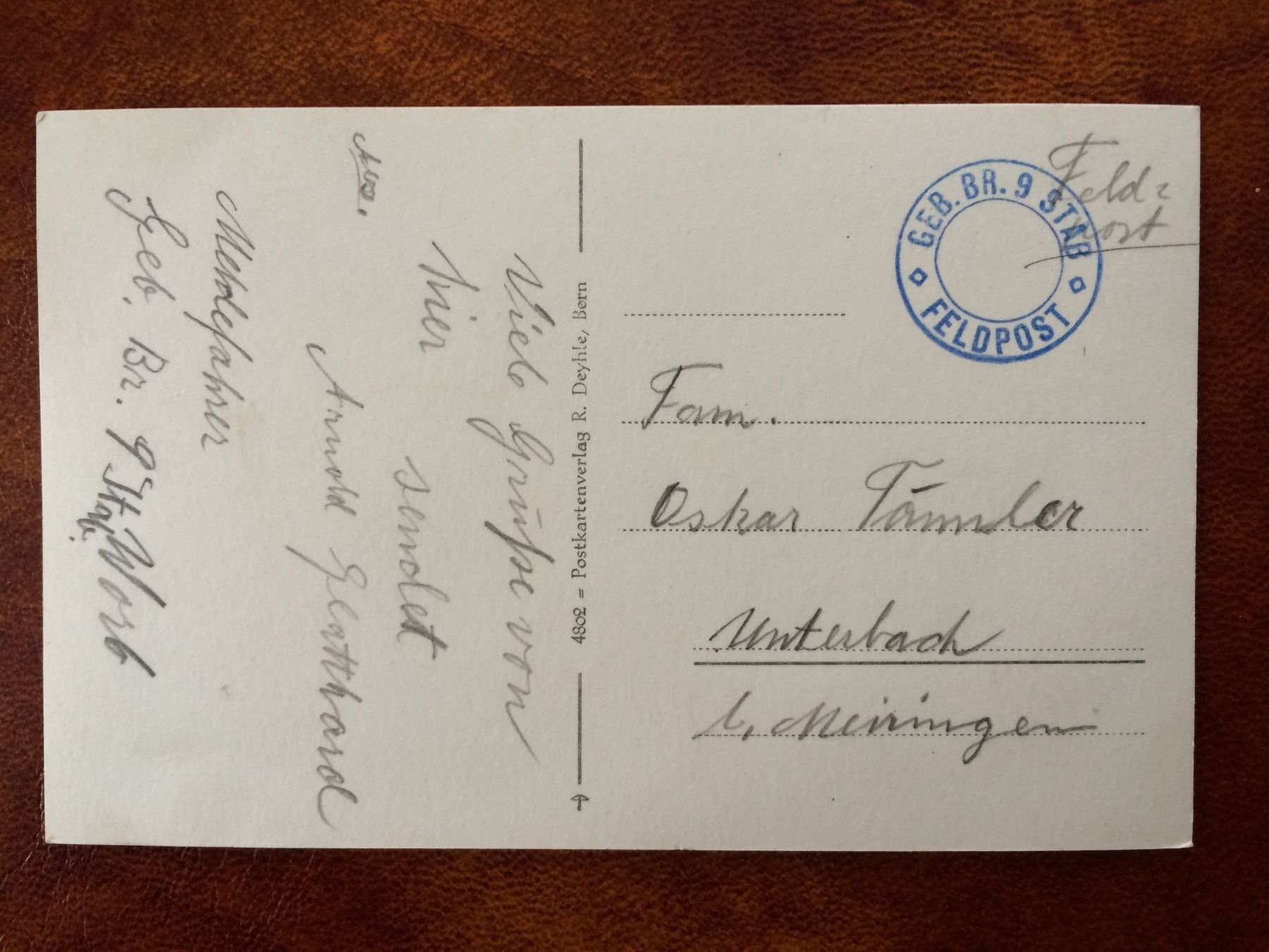 Cartes postales: Worb Bern Stempel Feldpost – D'occasion à Küssnacht am Rigi par cartolina-1 1