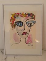Original Zeichnung "Summer Girl" Unikat gerahmt  NEU