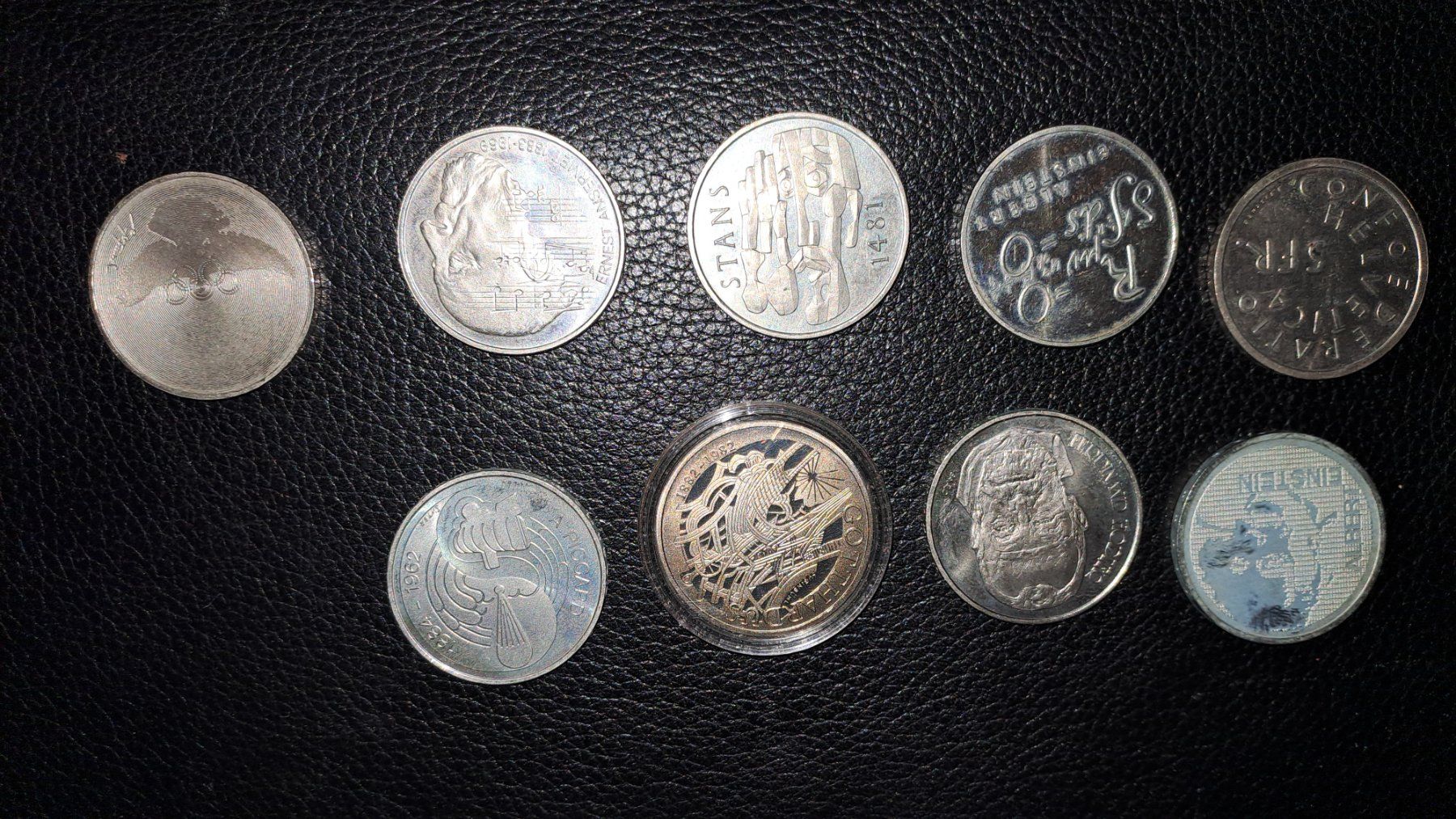 Alle Münzen: 9 pièces commémoratives de 5 francs suisses – Neu (gemäss Beschreibung) aus Montagny-la-Ville von ripasso01 1