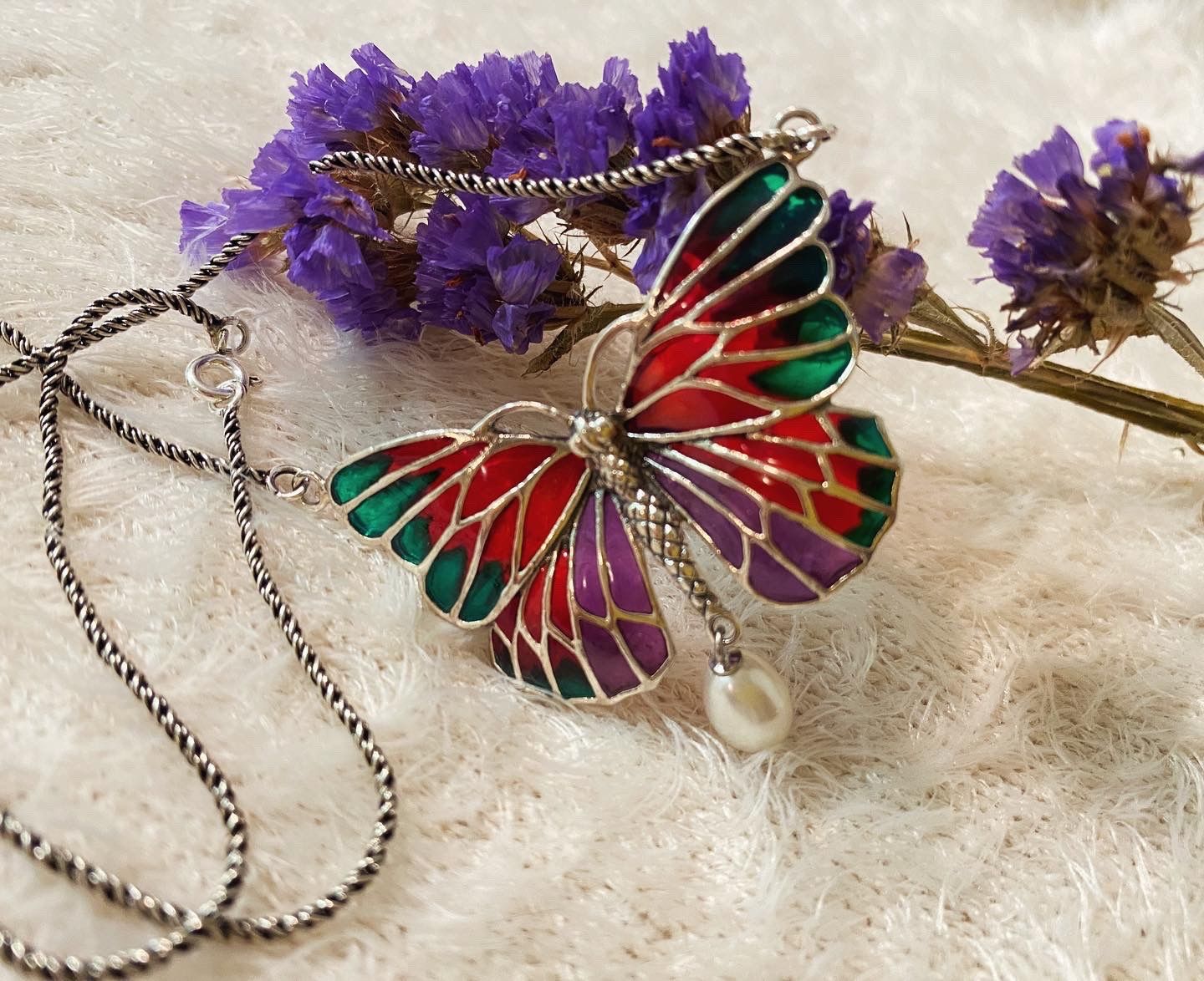 Ketten: Halskette Schmetterling 925 Sterling Silver mit Perle – Neu (gemäss Beschreibung) aus Zürich von LIBELLA13
