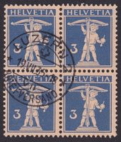Nr. 182z Viererblock, Zentrumstempel LUZERN LU, Kat: 220.-