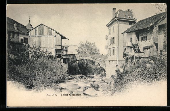 Cartoline postali: Saint-Gingolph, Ortspartie mit Brücke – Usato da Berlin venduto da bartko-reher