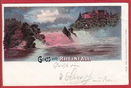 RHEINFALL, LITHO MIT GLITZERBELAG, 1899