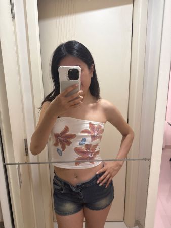 Damen Bustier Top weiss Blumen Print Grösse S neuwertig