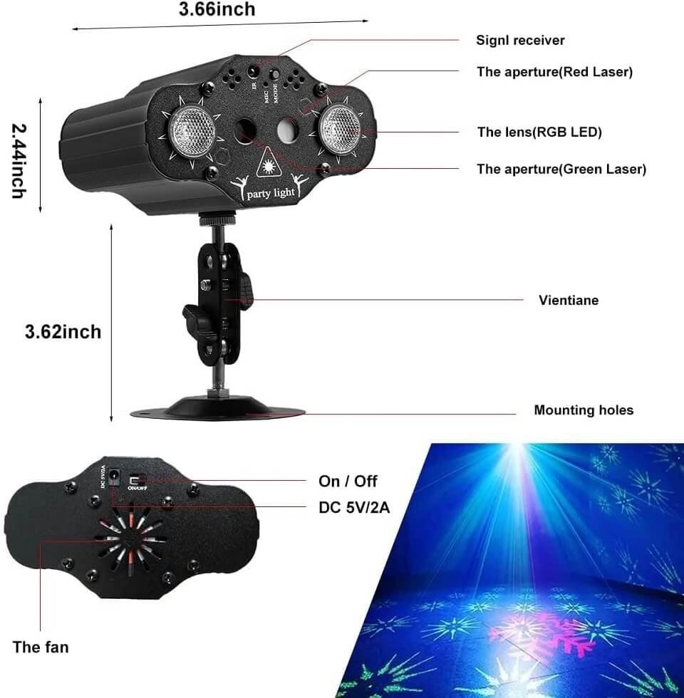 Ghirlande e barre luminose: DJ-Party-Laserprojektor-Disco-Lichter – Nuovo e nell'imballaggio originale da Unterägeri venduto da RmOnline 3