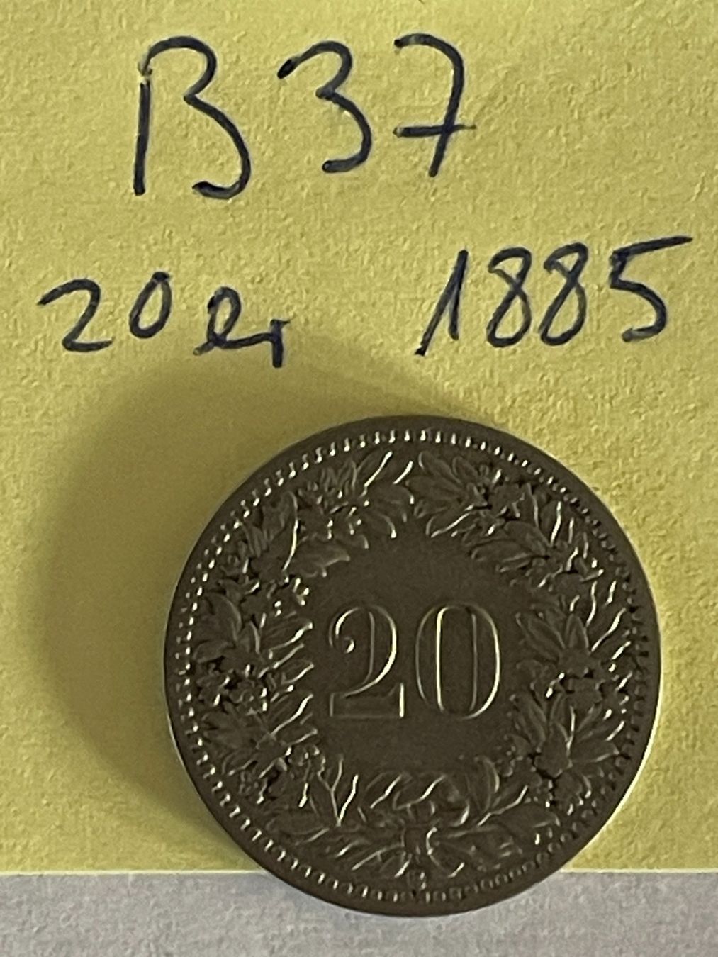Toutes les monnaies: 20 Rappen - Schweiz - 1885 – D'occasion à Niederwil AG par dahu75