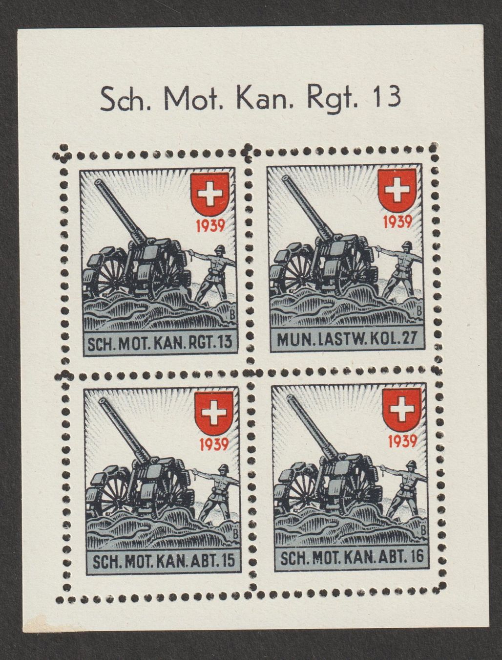 Tutti i francobolli: Artillerie Nr. 93b/5 * – Usato da Siebnen venduto da Fstaehli