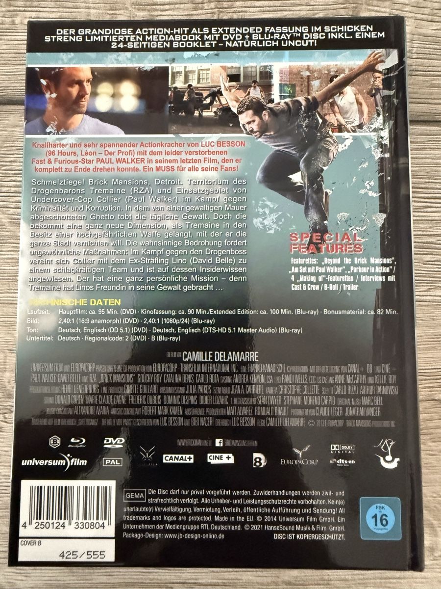 Tutti i DVDs: Brick Mansions blu ray Mediabook mit Paul Walker – Nuovo (secondo la descrizione) da Willisau venduto da ste_sc8j 1