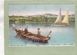 Sur le Léman Avant la pêche  Fischerboot Fischer 1906