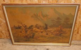 Kunst Bild Druck Indianer Bild ca 60 plus Jahre   75 x 53 cm