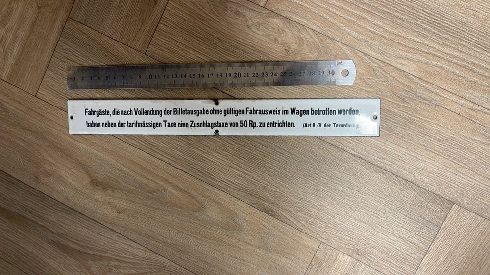 Vermutlich VBZ Emailschild Zuschlagstaxe 50 Rp. 1