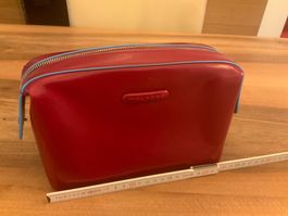 Piquadro Necessaire rot/blau Leder Neuwertig