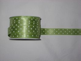 Band (Acetat) hellesgrün & weisseTupfen 15mm breit
