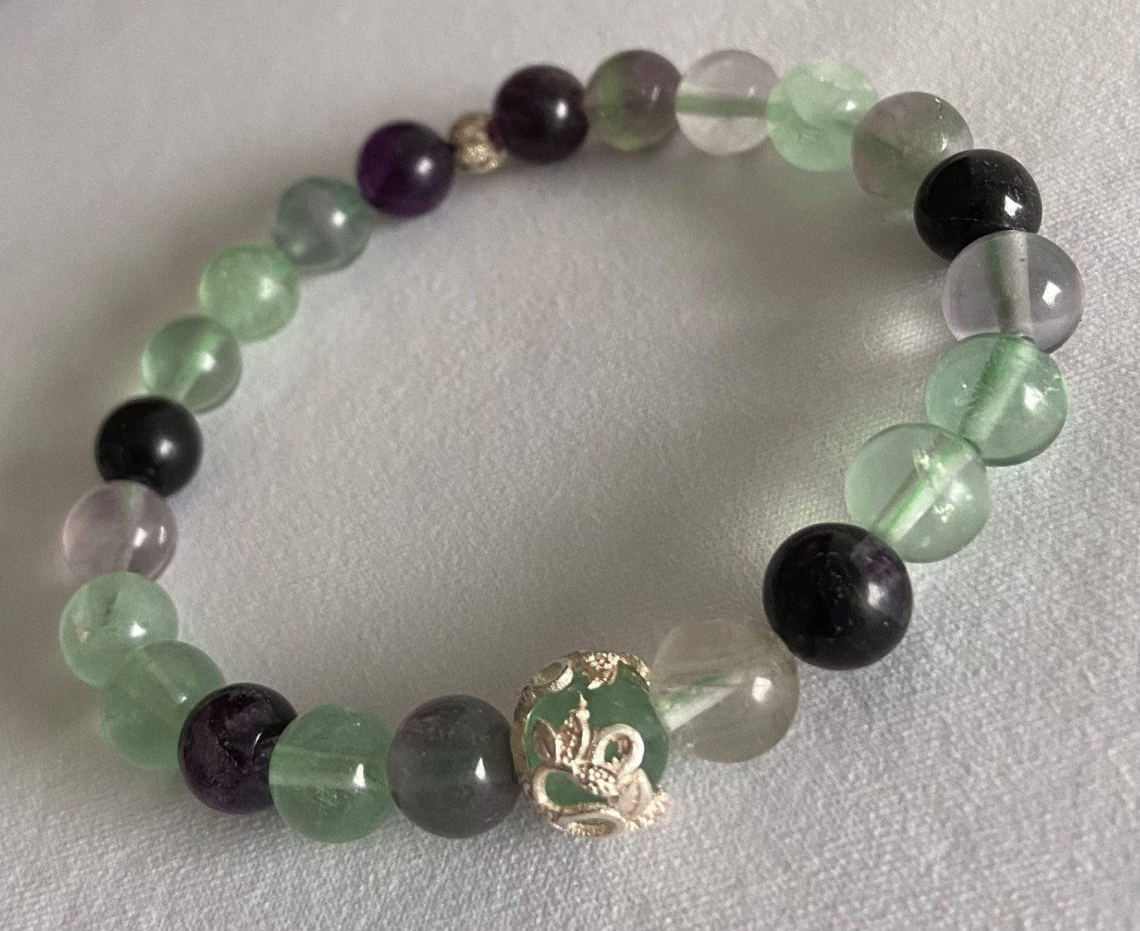 Bracciali & Braccialetti: Edelstein Armband Fluorit mit echt Silber auf Mass – Nuovo e nell'imballaggio originale da Zuzwil SG venduto da Lemliskat 2