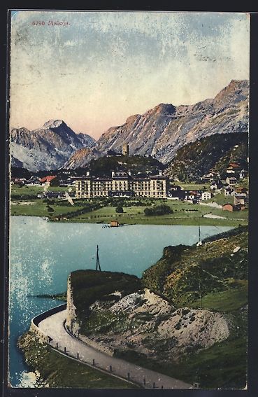 Cartoline postali: Maloja, Teilansicht mit See und Bergen – Usato da Berlin venduto da bartko-reher