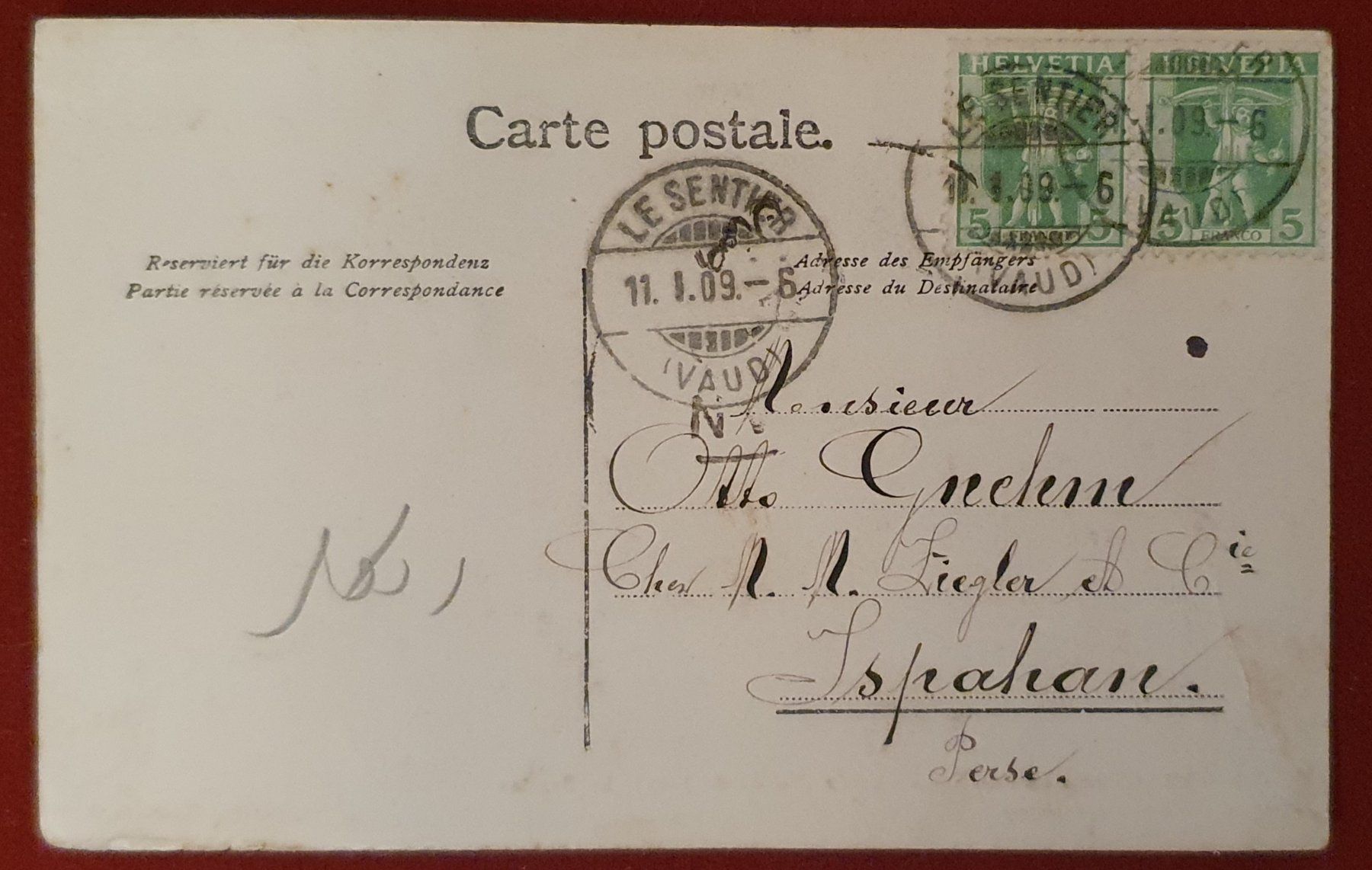 Cartoline postali: Le Sentier 1909 – Usato da Kreuzlingen venduto da Rschweiz1 1